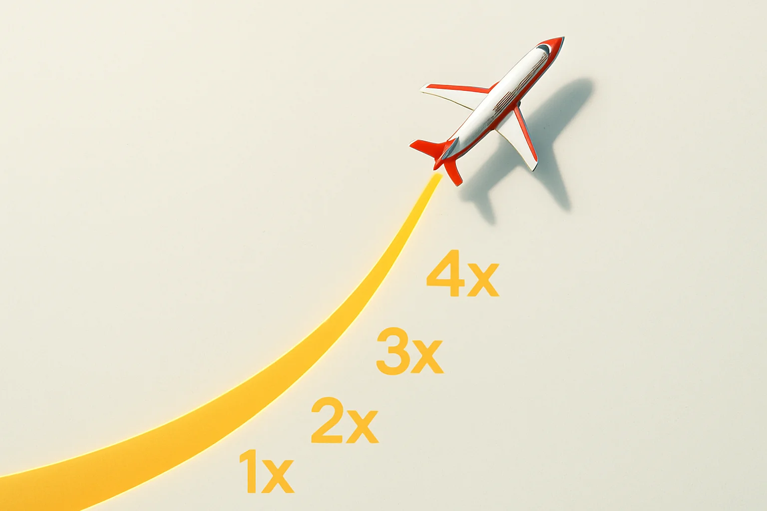 Crash Plane Ascent Plane ascending with glowing multiplier curve on white background