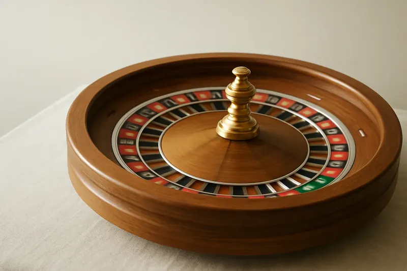 Close-up of live roulette wheel spinning in elegant casino lighting