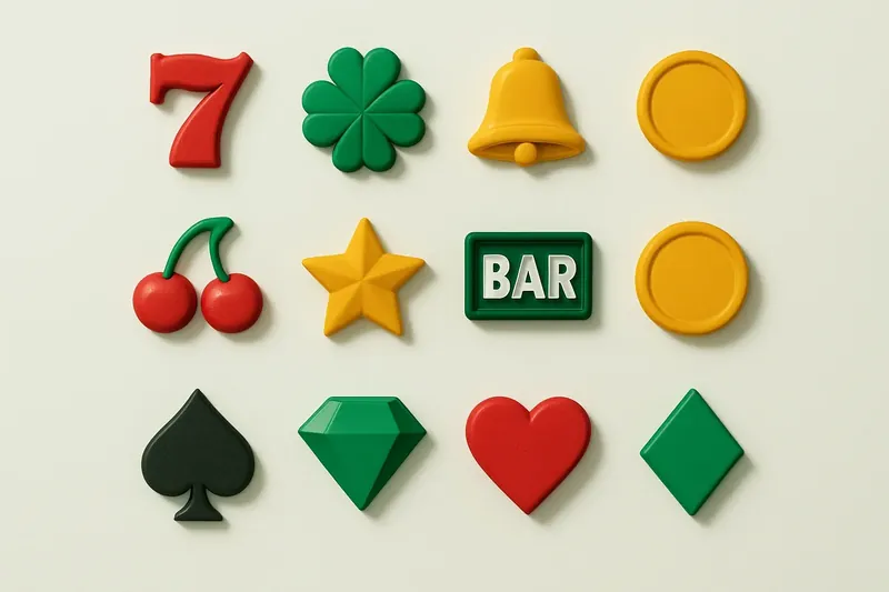 Twelve mini slot symbols arranged in a clean 4x3 grid